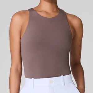 NWT - Spanx Jersey High-Neck, Fully- Lined Tank in Smoke / Taupe - Size Medium